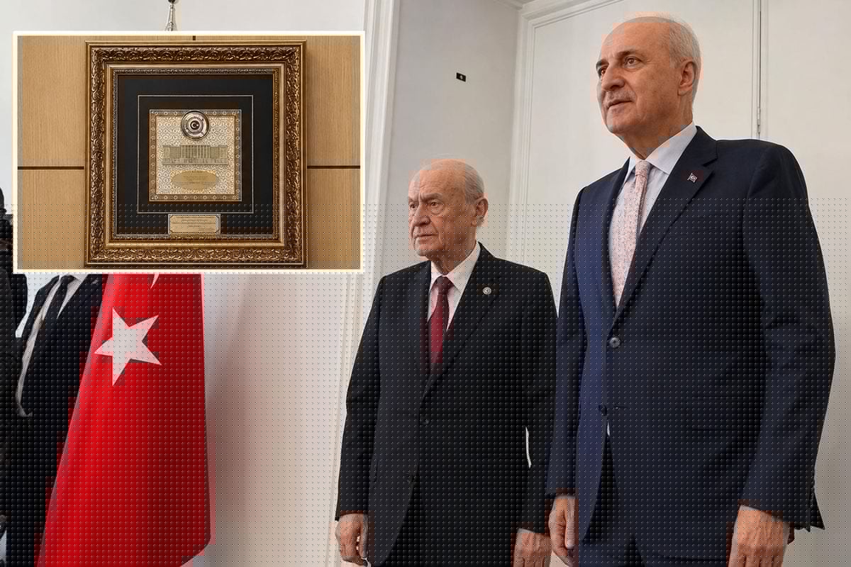 Bahçeli'den Kurtulmuş'a "Birliğin Gücü Milli İradenin Kararı" temalı hediye
