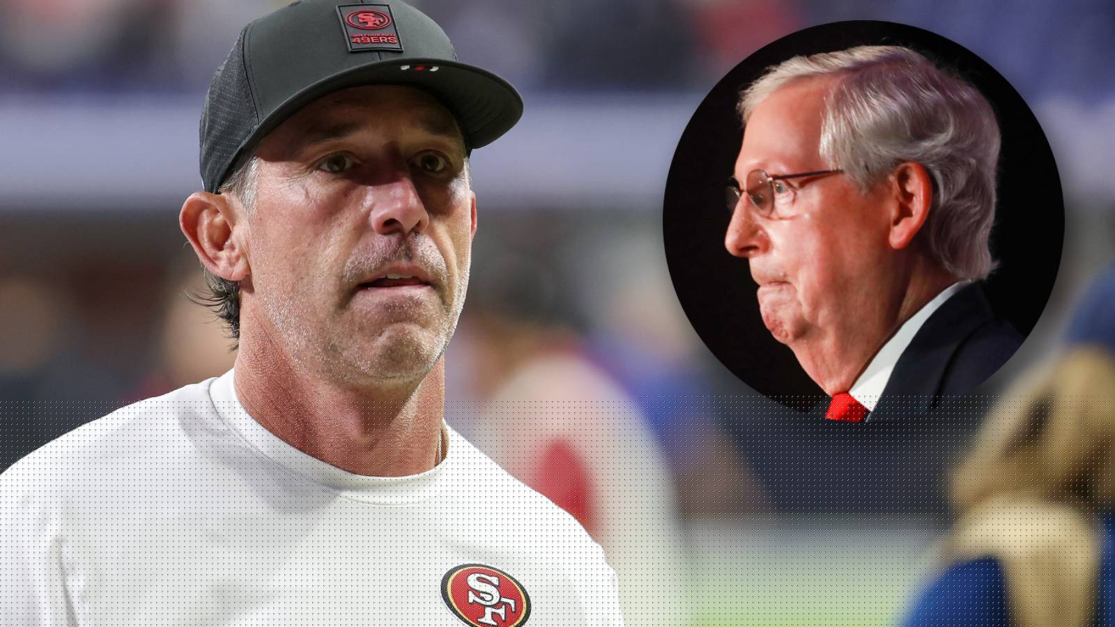 Chicago's WGN-TV morning news airs meme of car crash casualty 49ers coach Kyle Shanahan's face photoshopped over Mitch McConnell "Proof Of Life" hospital bed photo to confusion of some anchors [Amusing]