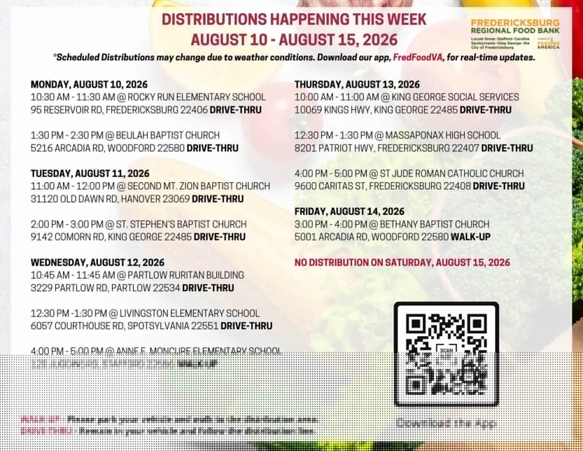 Food Bank distribution this week