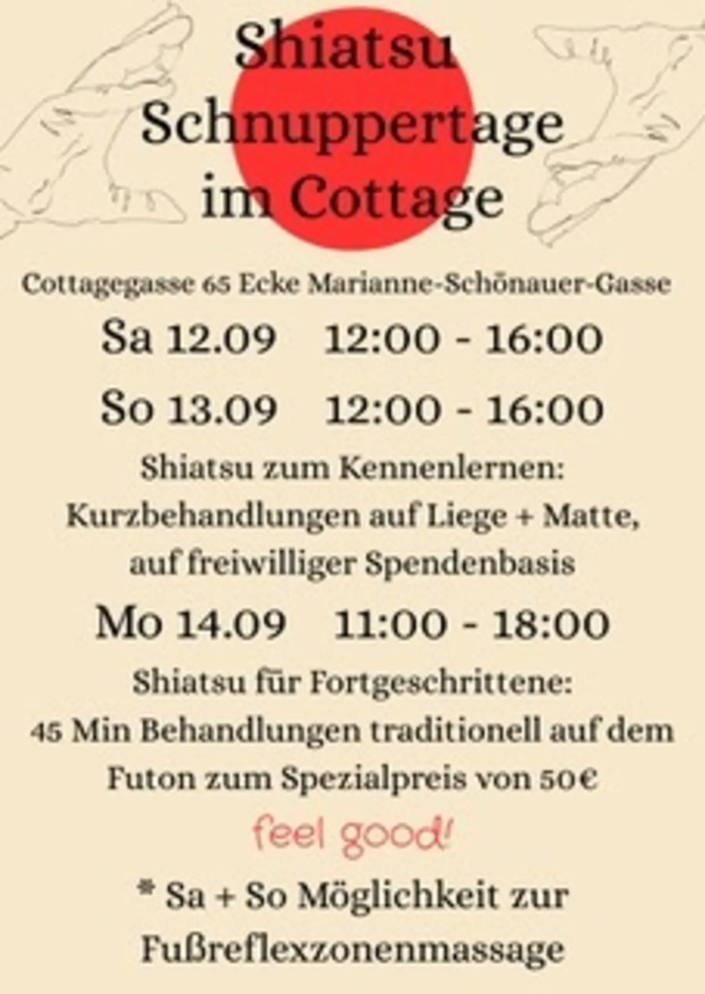12.-14.09. Shiatsu Schnuppertage im Cottage 65