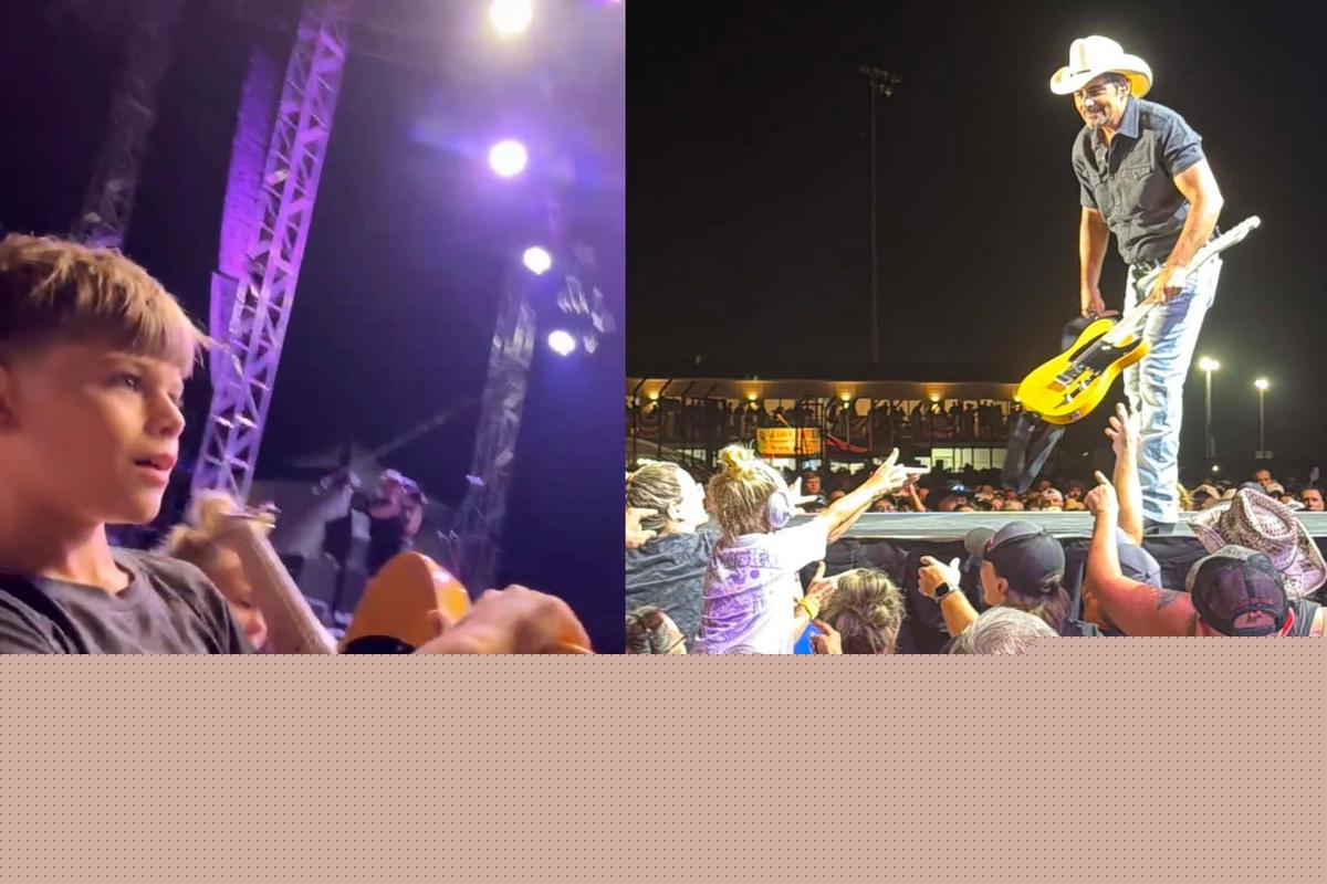 Brad Paisley Gave Two Kids Signed Guitars During His Concert In Davenport Iowa