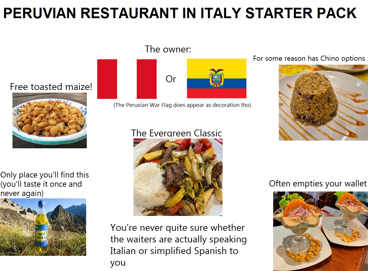 Starter Packs - Peruvian Restaurant in Italy Starter Pack | /r/starterpacks