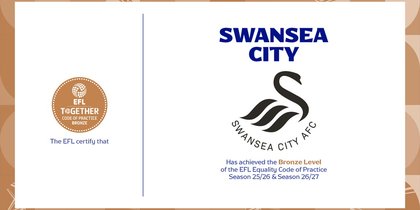 Swansea City achieve Bronze in the EFL Equality Code of Practice