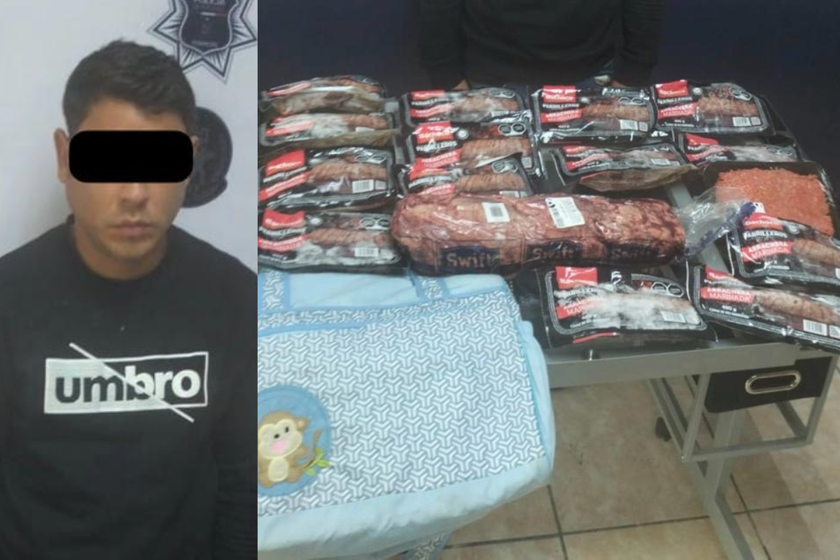 Aseguran a joven por robo de carne con valor total de más de 7 mil pesos