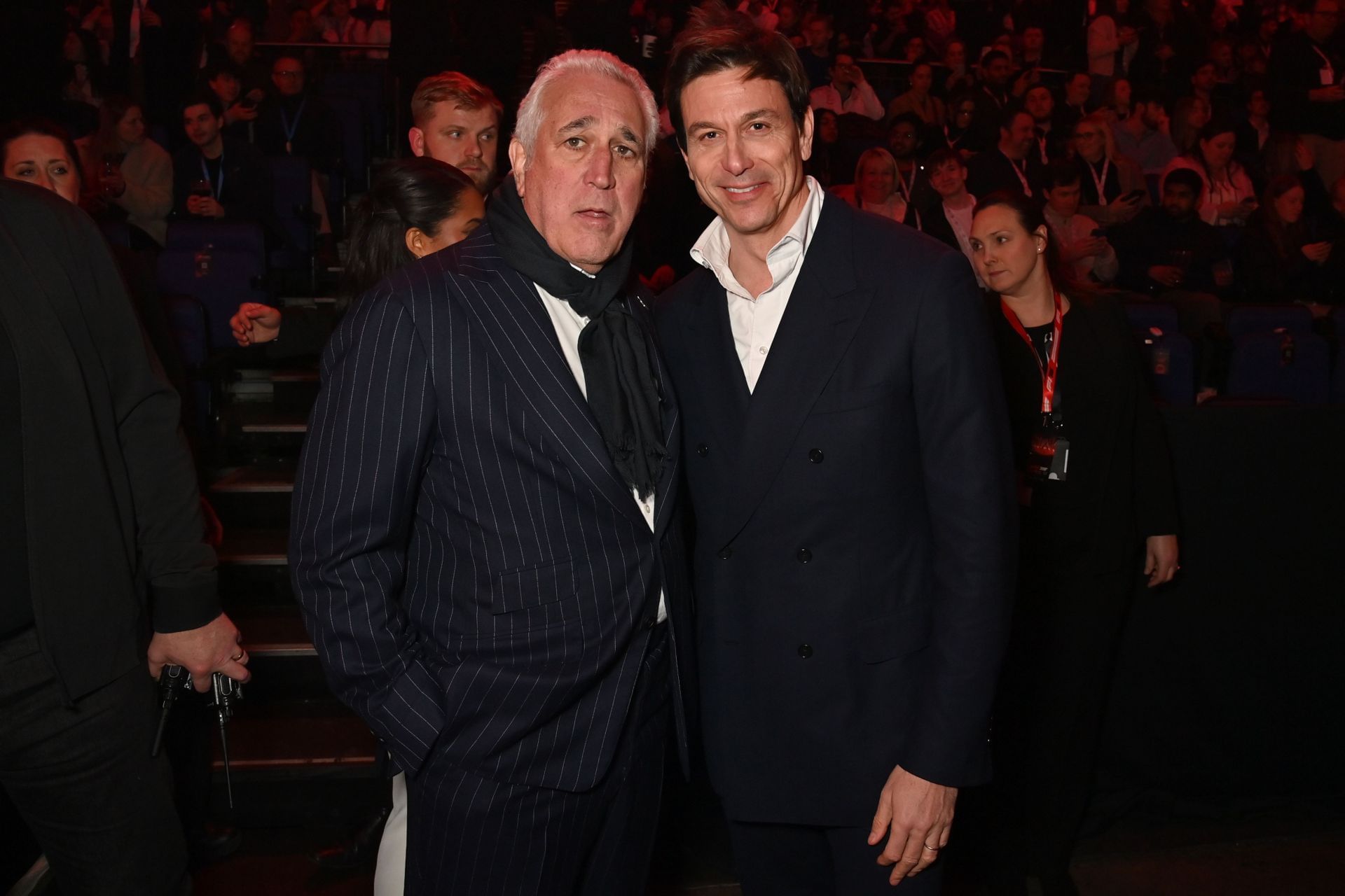 Picture: Toto Wolff spotted having a discussion with Aston Martin kingpin Lawrence Stroll