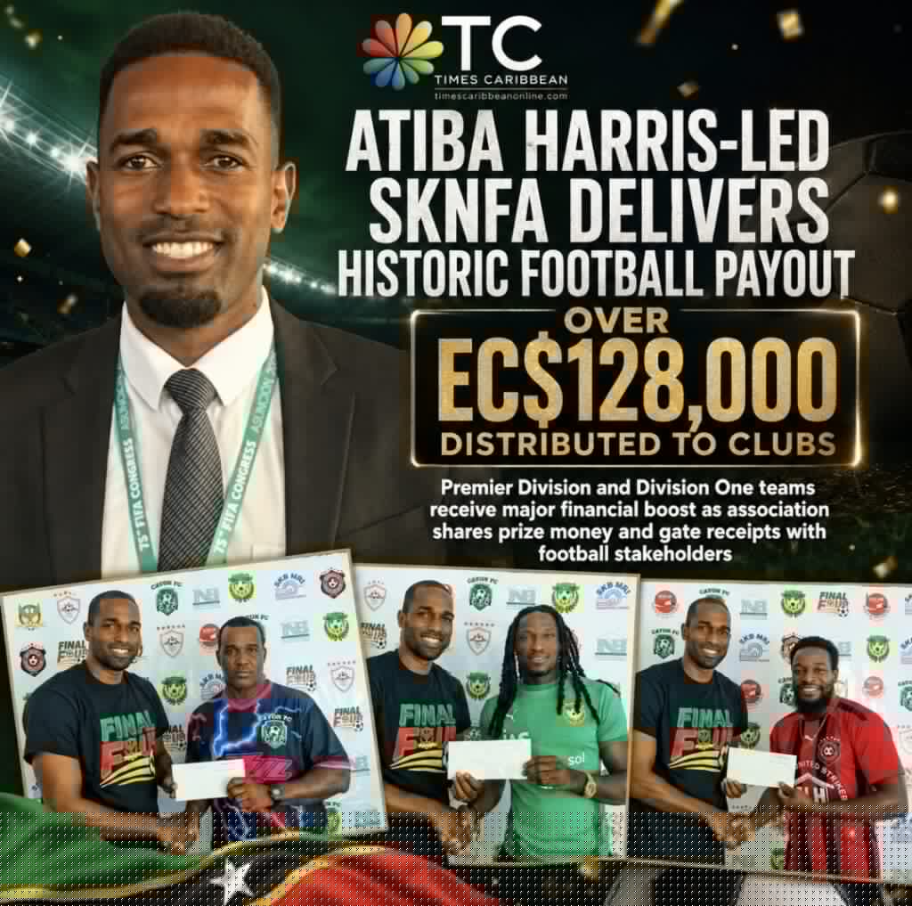 ATIBA HARRIS-LED SKNFA DELIVERS HISTORIC FOOTBALL PAYOUT—OVER EC$128,000 DISTRIBUTED TO CLUBS