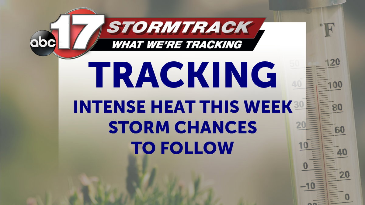 Tracking intense heat over the next several days, storm chances to follow