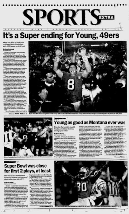 Deseret News archives: Steve Young QBs his first Super Bowl win, 49ers get their fifth title