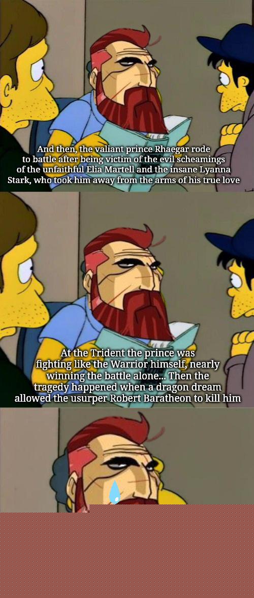 /r/freefolk - I have got news that the Mad King's play was based on the accounts of the notorious Rhaegar glazer known as Jon Connington | /r/FreeFolk