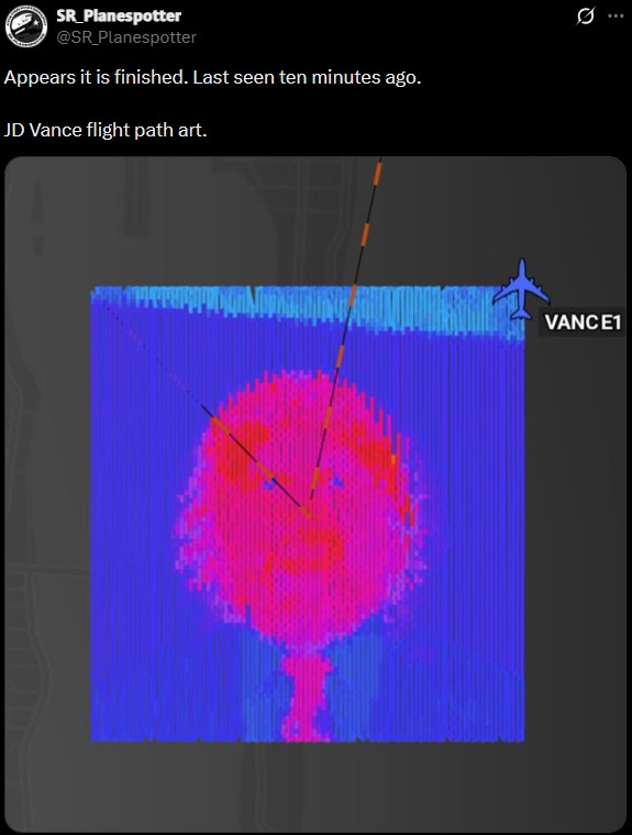 Air Force One J.D. Vance Meme Spoof - Second Tweet From SR_Planespotter About The J.D. Vance Meme Spoof