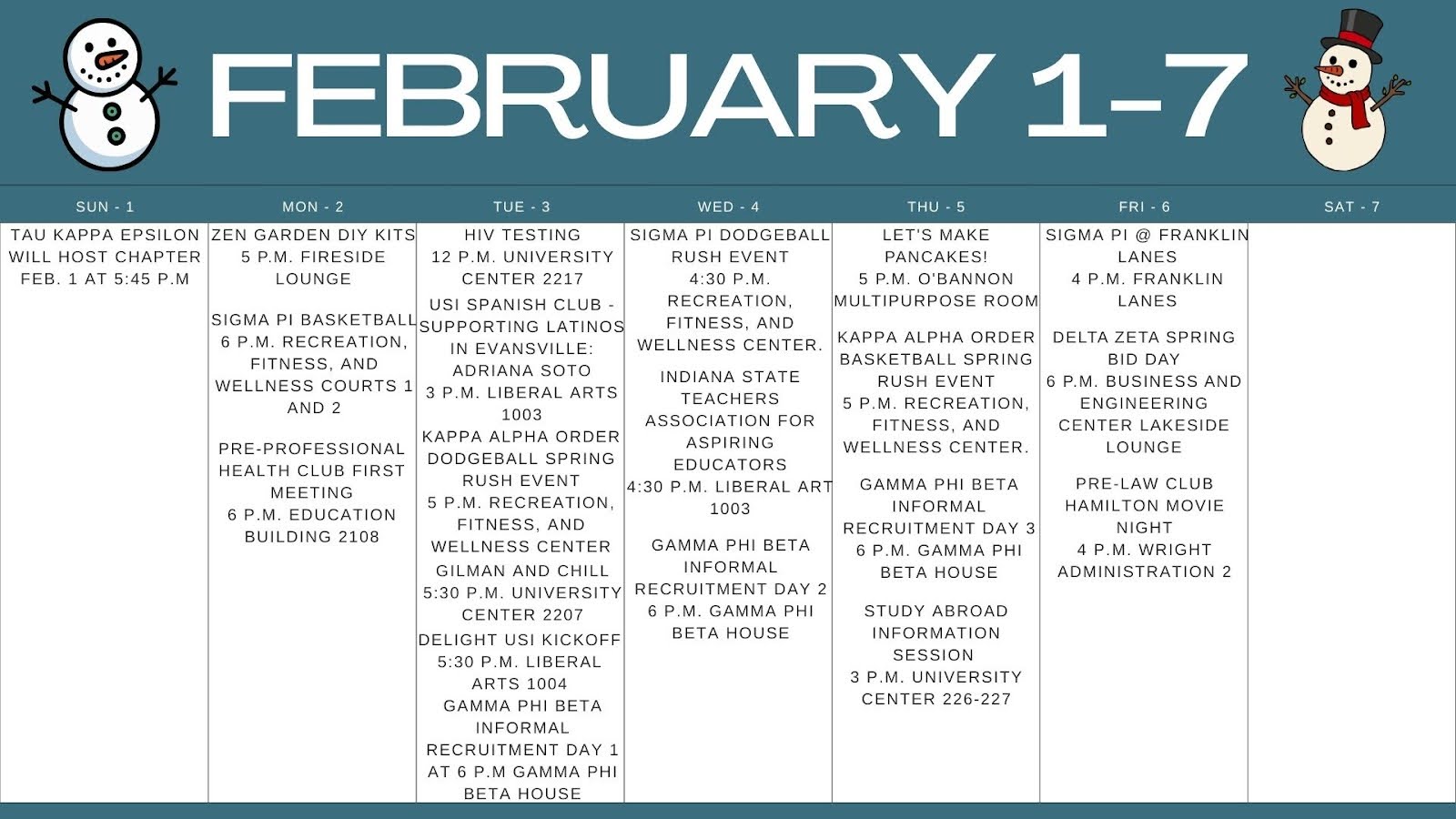 February 1-7: Upcoming in Greek, life