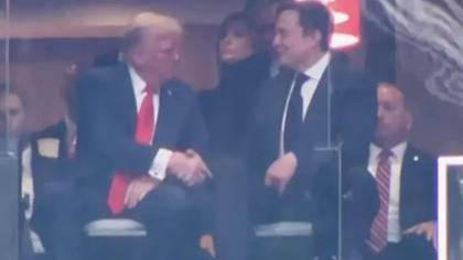 Trump’s kind first words to Elon Musk at Charlie Kirk funeral revealed as pair shake hands after explosive falling out