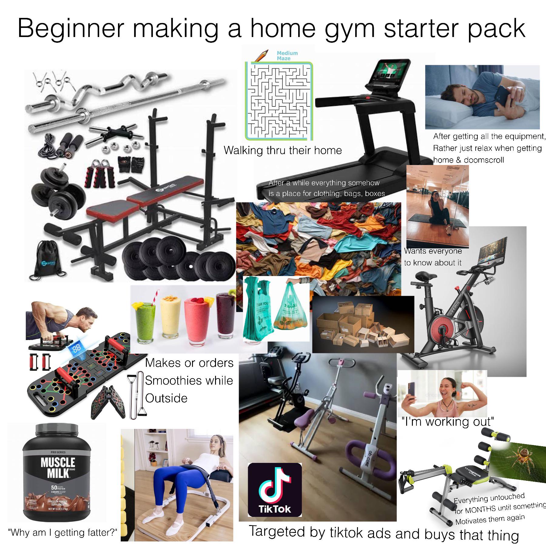 Starter Packs - Beginner making a home gym starter pack | /r/starterpacks