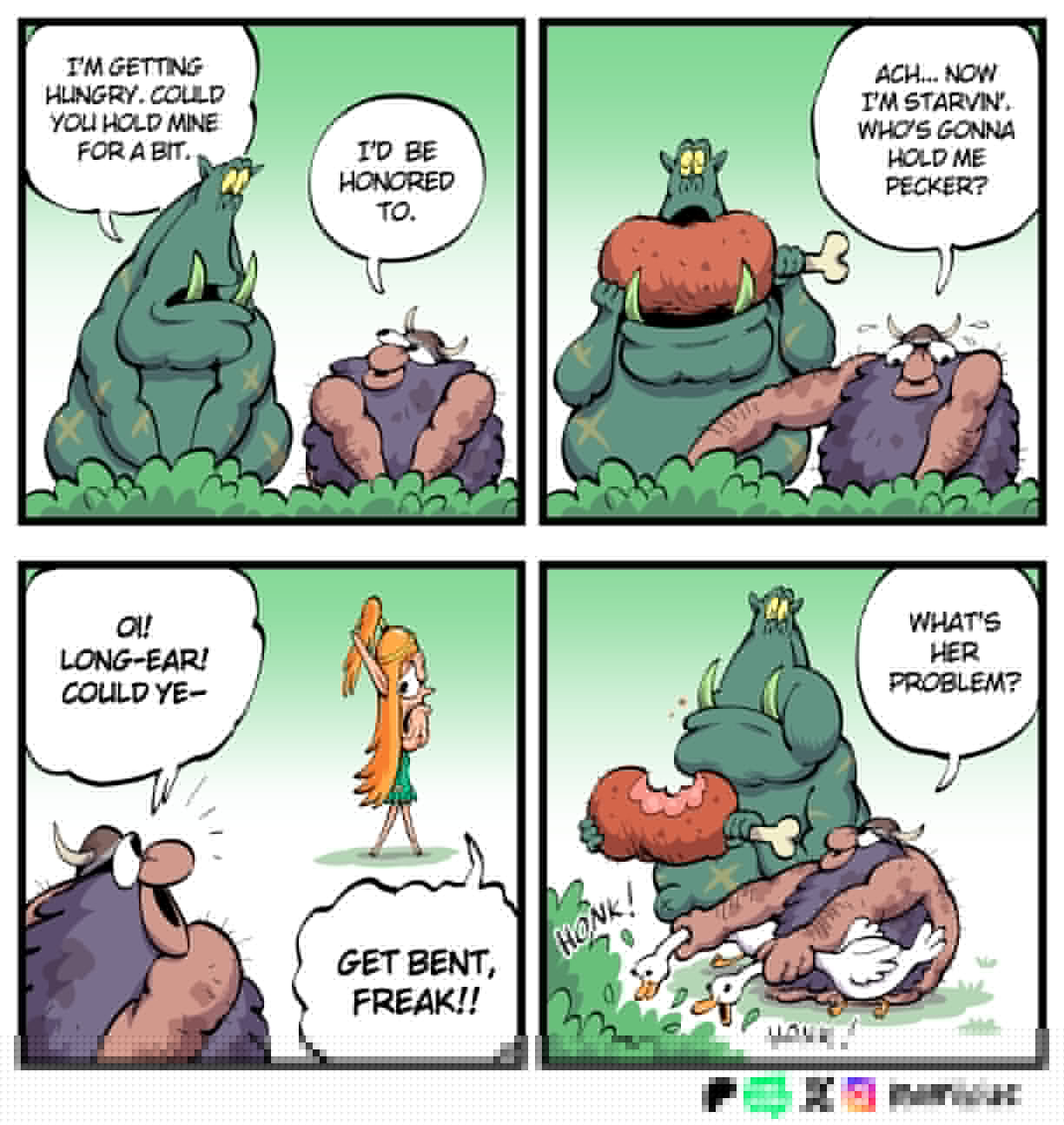 Merrivius Elf and Human Comics - Hold me pecker