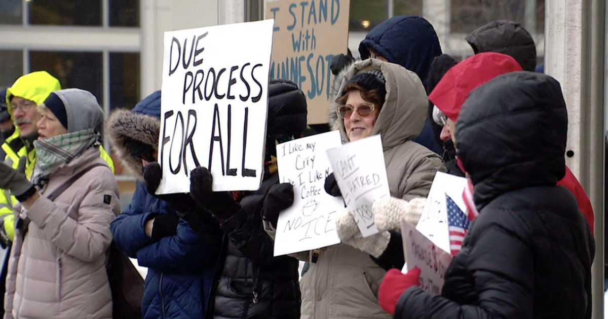 Anti-ICE protesters gather outside Immigration and Customs Enforcement office in Buffalo
