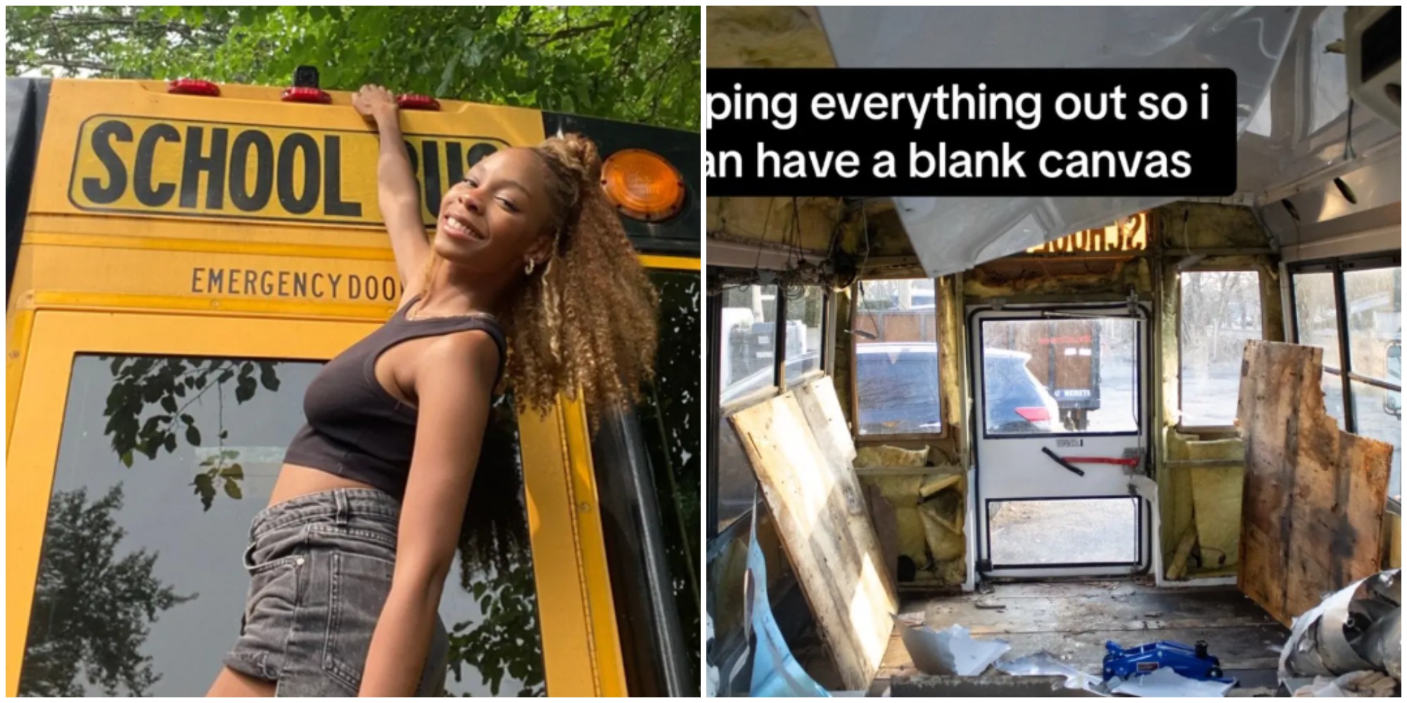 “Ero stanca di pagare affitti alti, così ho comprato uno scuolabus giallo e ora posso vivere lì, vado ovunque e guardate il mio letto”: i video di Dani Danielion da 22,9 milioni di visualizzazioni