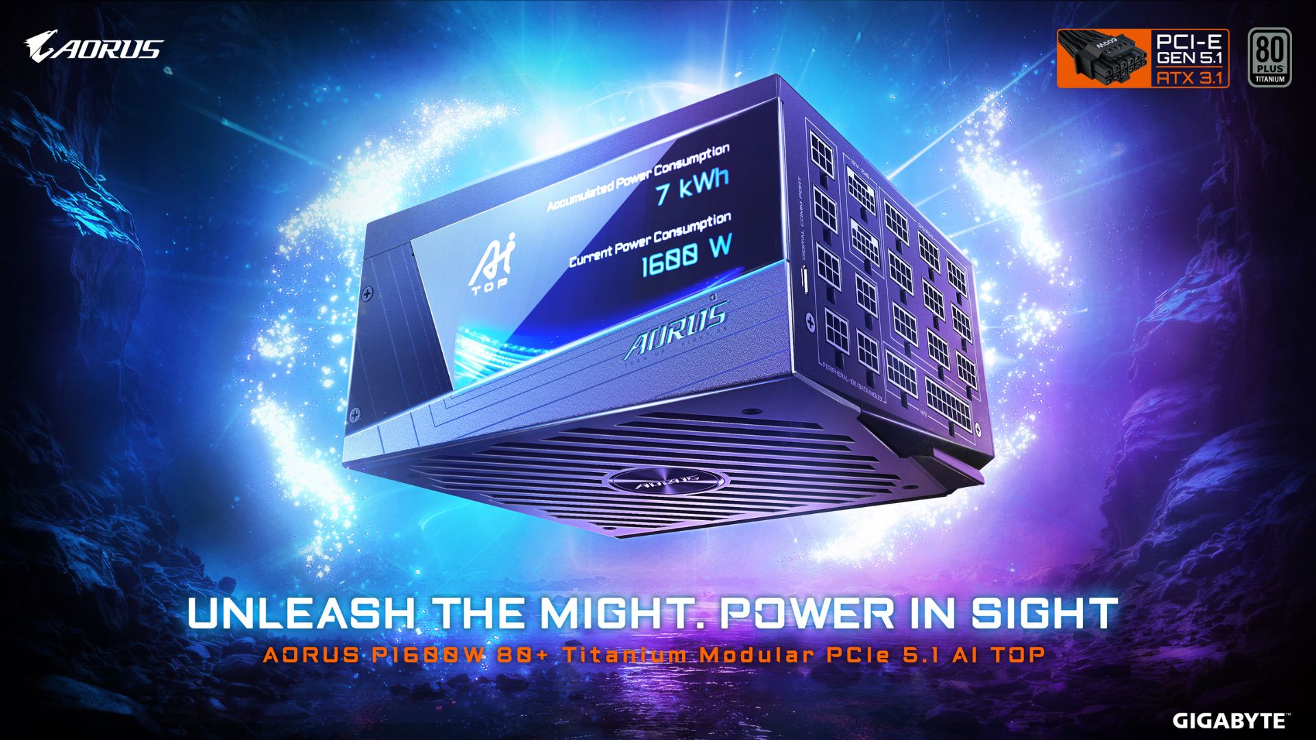 GIGABYTE AORUS P1600W: 1600W Titanium in soli 160 mm