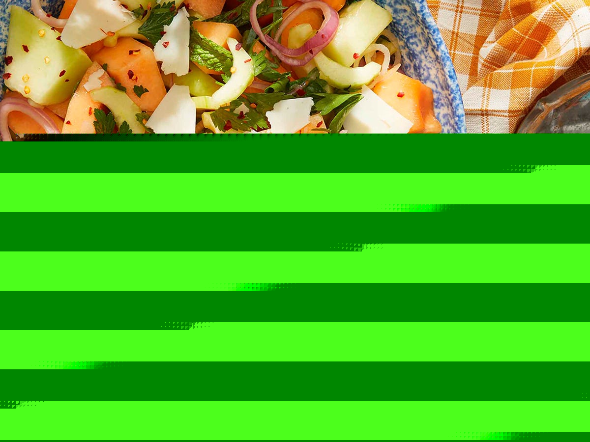 Muskmelon Salad with Cucumbers, Shallots, and Garden Herbs