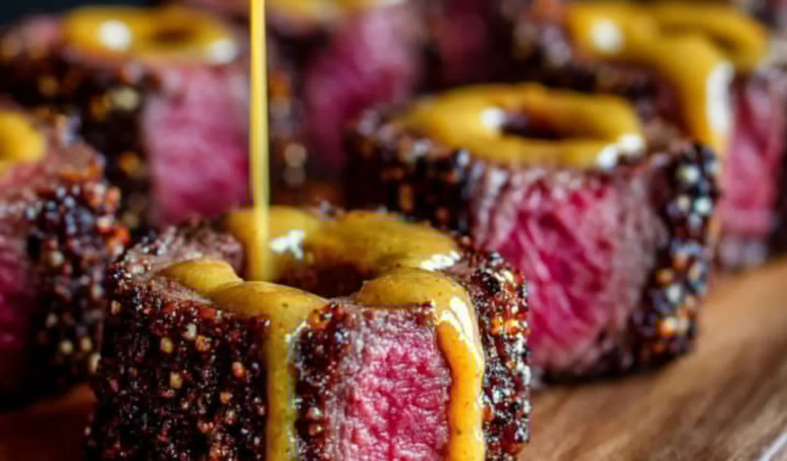 Savory Venison Rings Finished with Bold Mustard Drizzle
