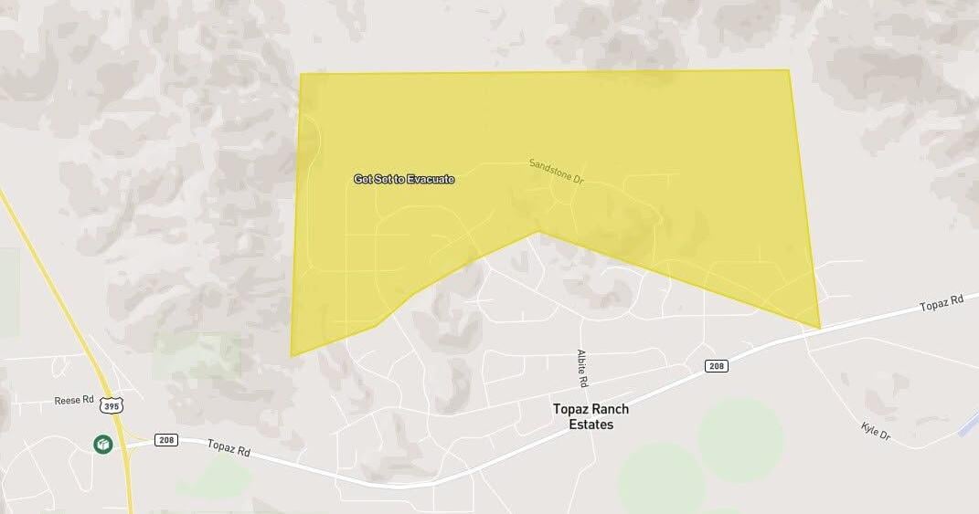 Topaz Ranch Estates residents asked to be ready to evacuate due to wildfire in Douglas County