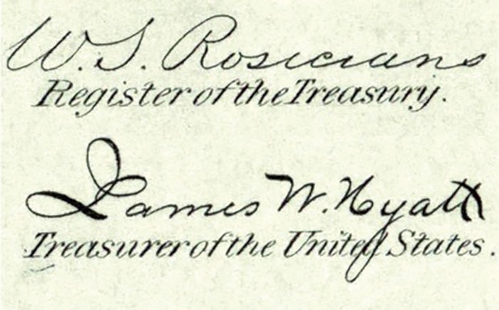 Notes from Washington: The Discovery of An Unrecorded Series of 1882 Date Back Rosecrans-Hyatt Signature Variety