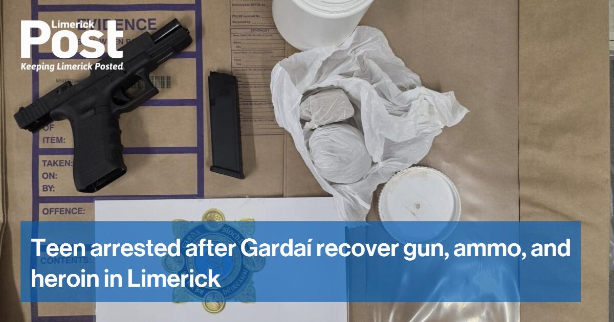 Teen arrested after Gardaí recover gun, ammo, and heroin in Limerick
