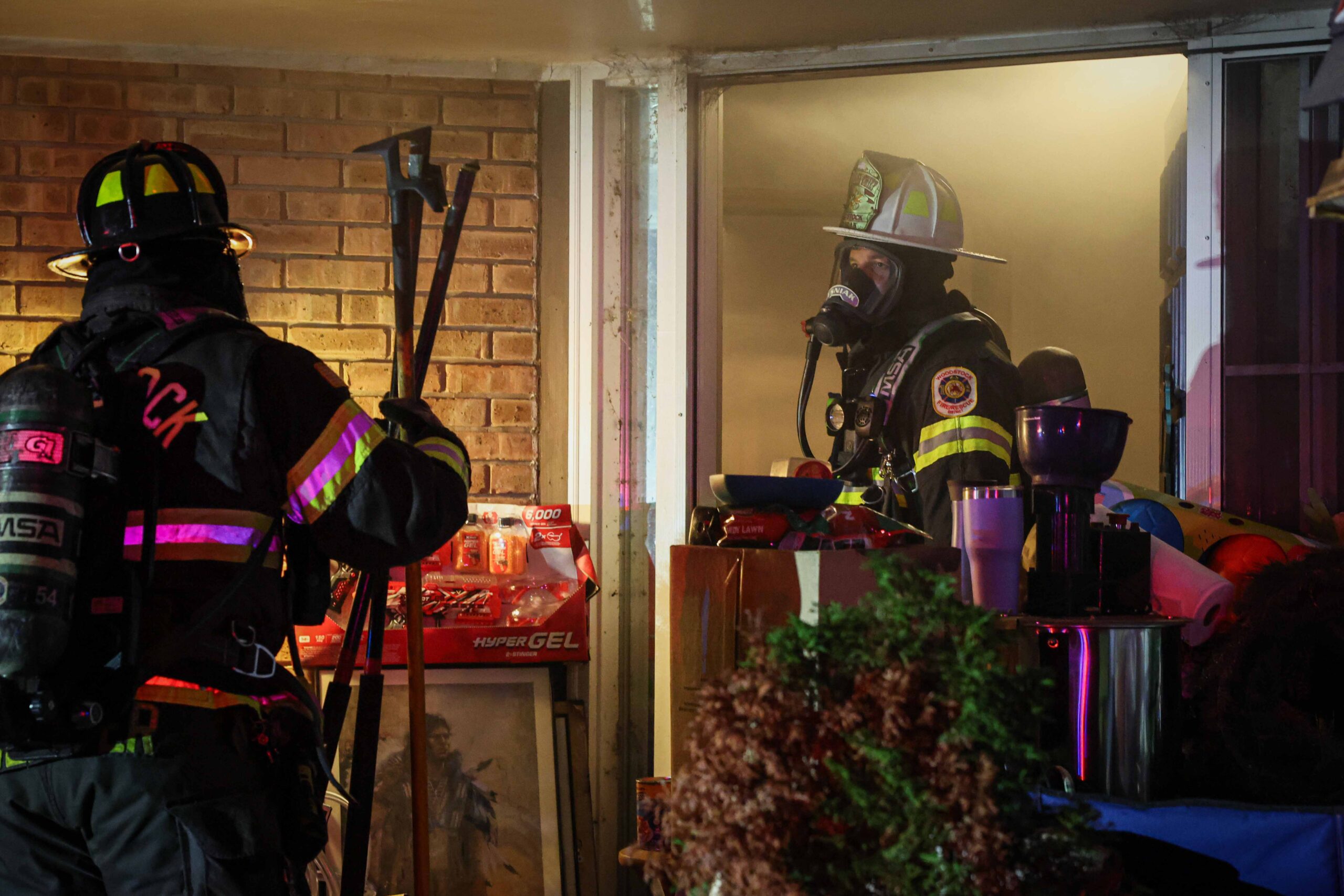 Several dozen animals found after house fire displaces residents near Woodstock