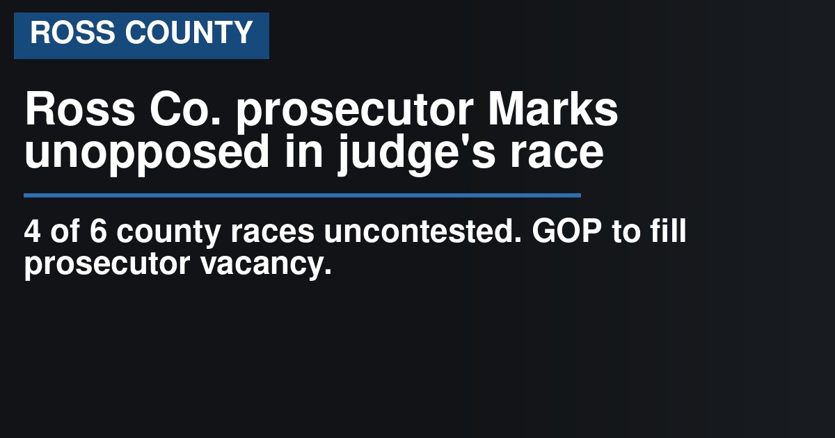Ross Co. prosecutor Marks unopposed in judge’s race, others running for reelection