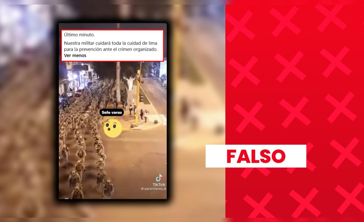 Es falso que el video de centenares de militares en Lima corresponda al actual despliegue contra la criminalidad