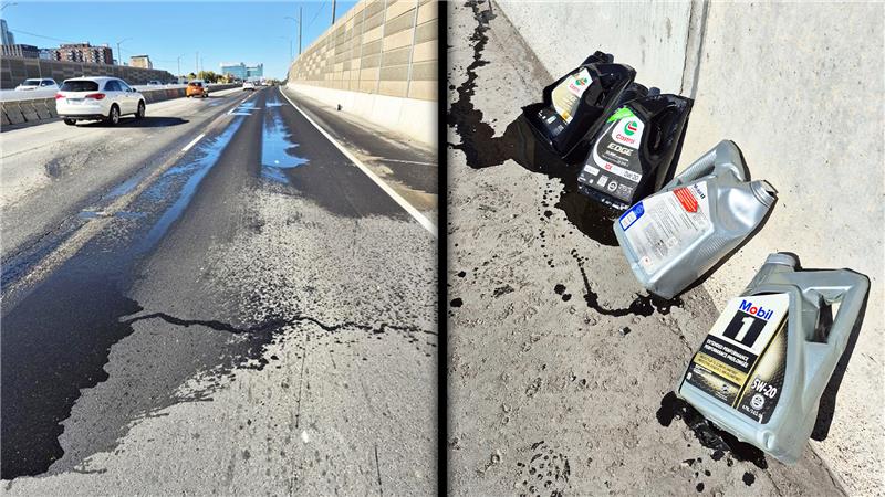 Multiple oil bottles dumped along Hwy. 417 force police to close lanes
