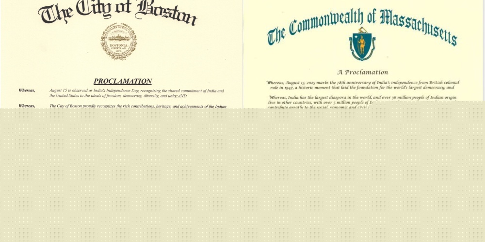 August 15 declared India Day in Massachusetts by Governor Maura Healey