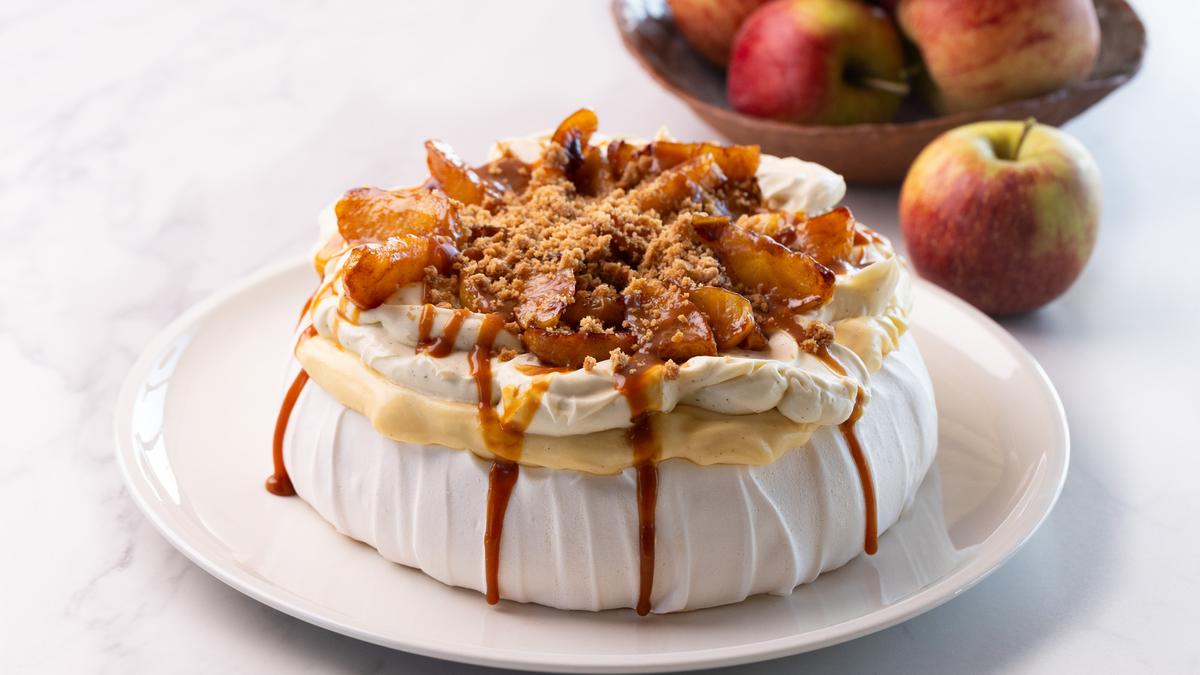 Kirsten Tibballs combines apple crumble and pavlova into one show-stopping treat