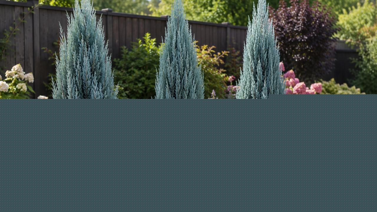 Vertical junipers as a substitute for garden statuary