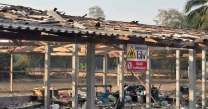 Moment fireworks factory explodes in Thailand killing worker and injuring others