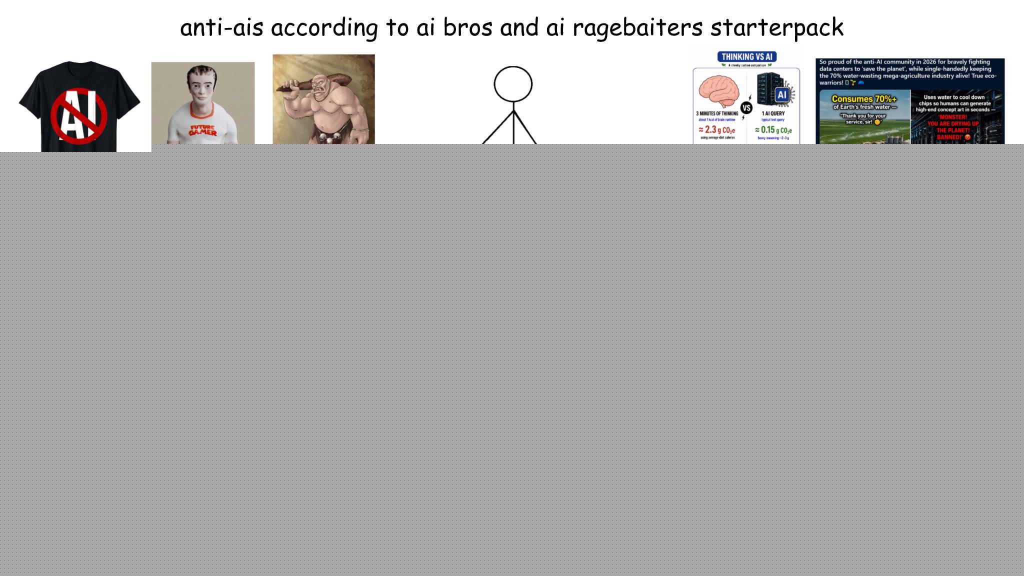 Starter Packs - Average ai bro and ai ragebaiters' depiction of anti ai starterpack. | /r/starterpacks