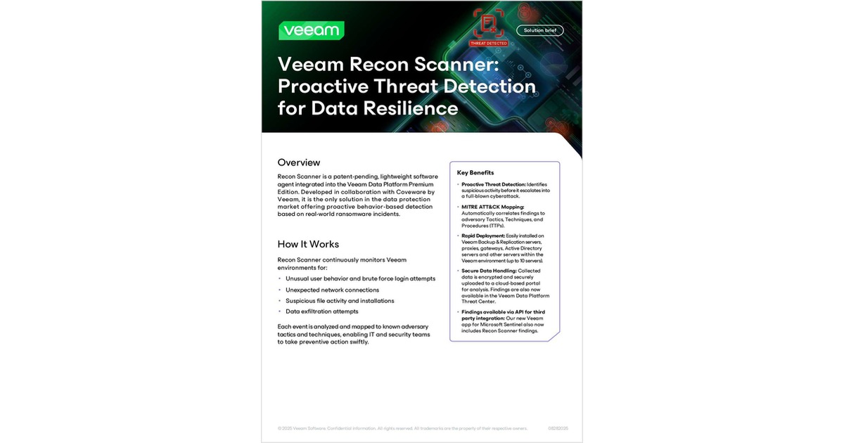 Veeam Recon Scanner: Proactive Threat Detection for Data Resilience