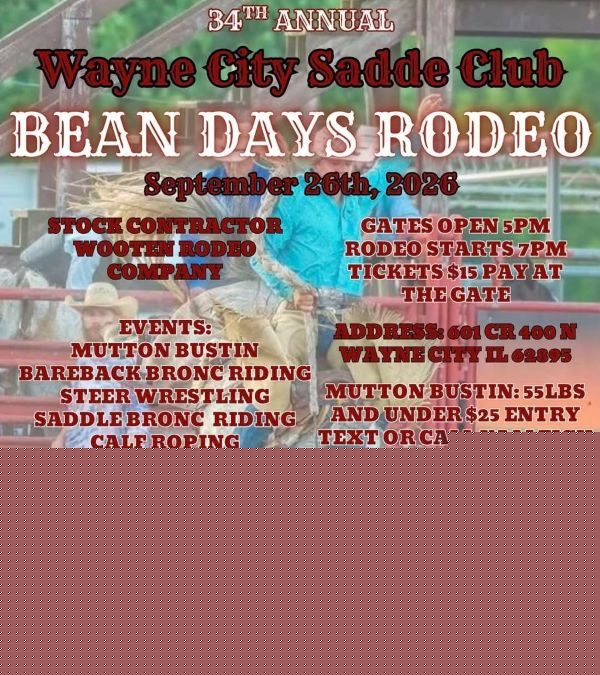 WAYNE CITY SADDLE CLUB TO HOST 34TH ANNUAL BEAN DAYS RODEO