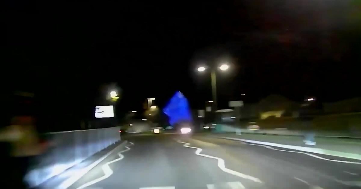 Instant karma after man shattered police car’s windscreen while on emergency call