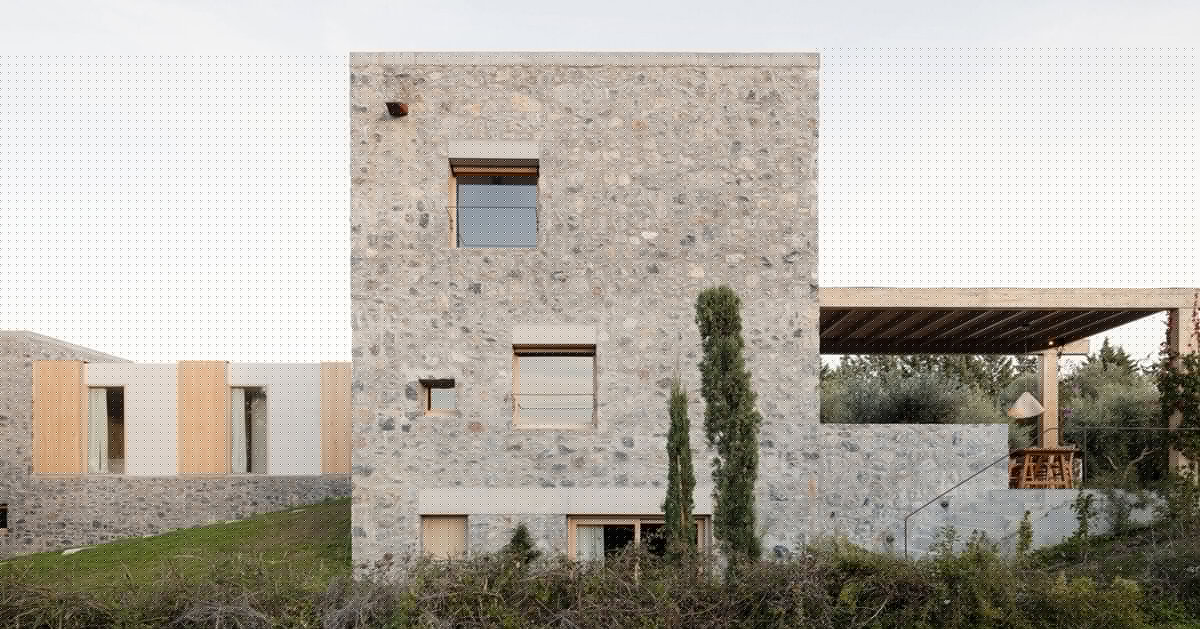 three monolithic volumes by not a number architects reinterpret greek stone house typology