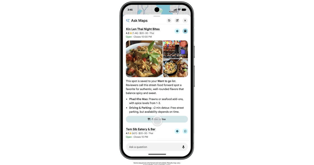 Google brings restaurant ordering to Google Maps