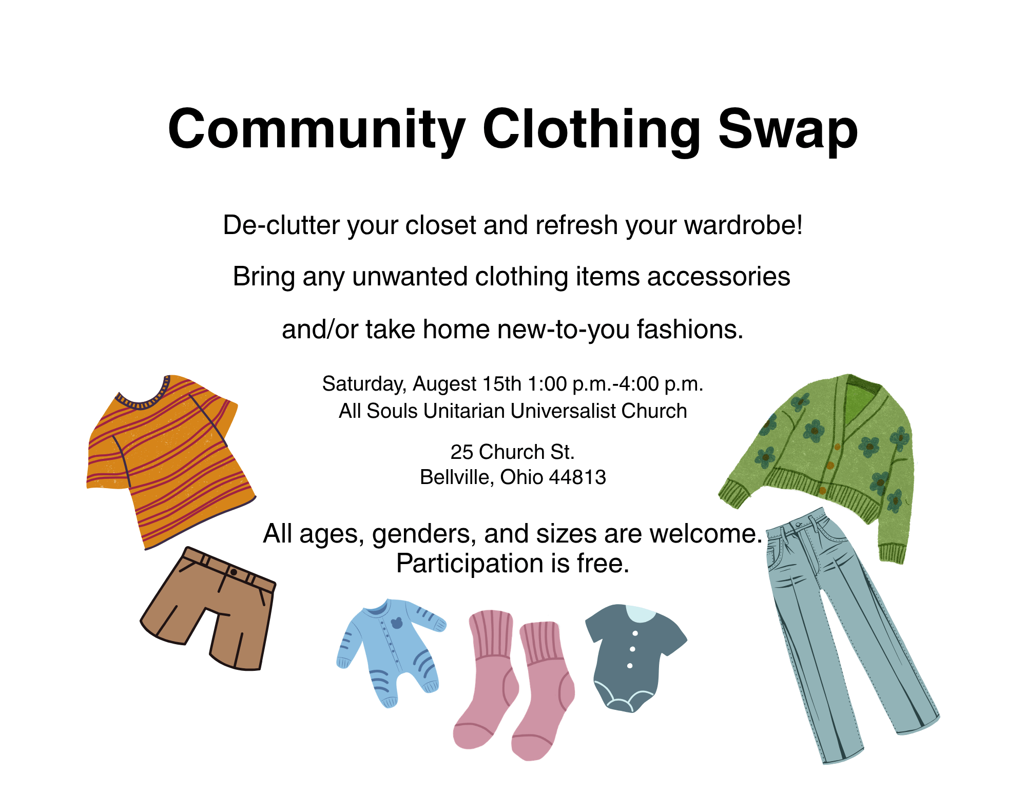 All Souls Unitarian Universalist Church hosts free community clothing swap in Bellville