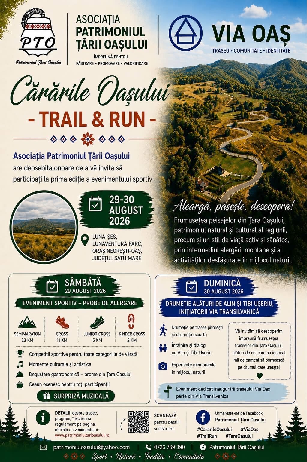 Prima ediție „Cărările Oașului – Trail & Run” dă startul înscrierilor. Două zile dedicate sportului, naturii și comunității în Țara Oașului