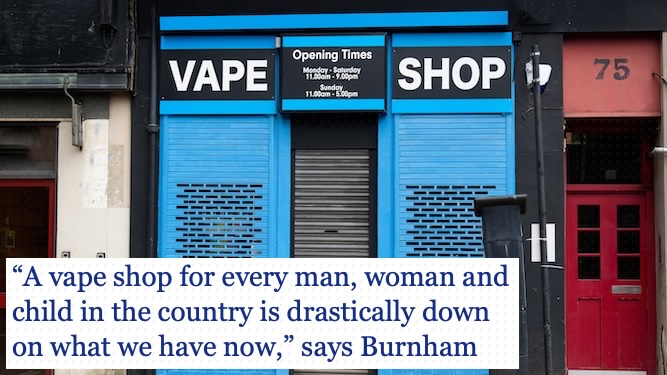 Ratio of vape shops to UK residents to be reduced to 1:1