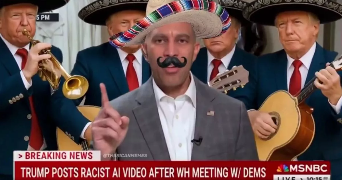 Donald Trump doubles down on 'racist' AI video as he mocks Hakeem Jeffries with more sombreros