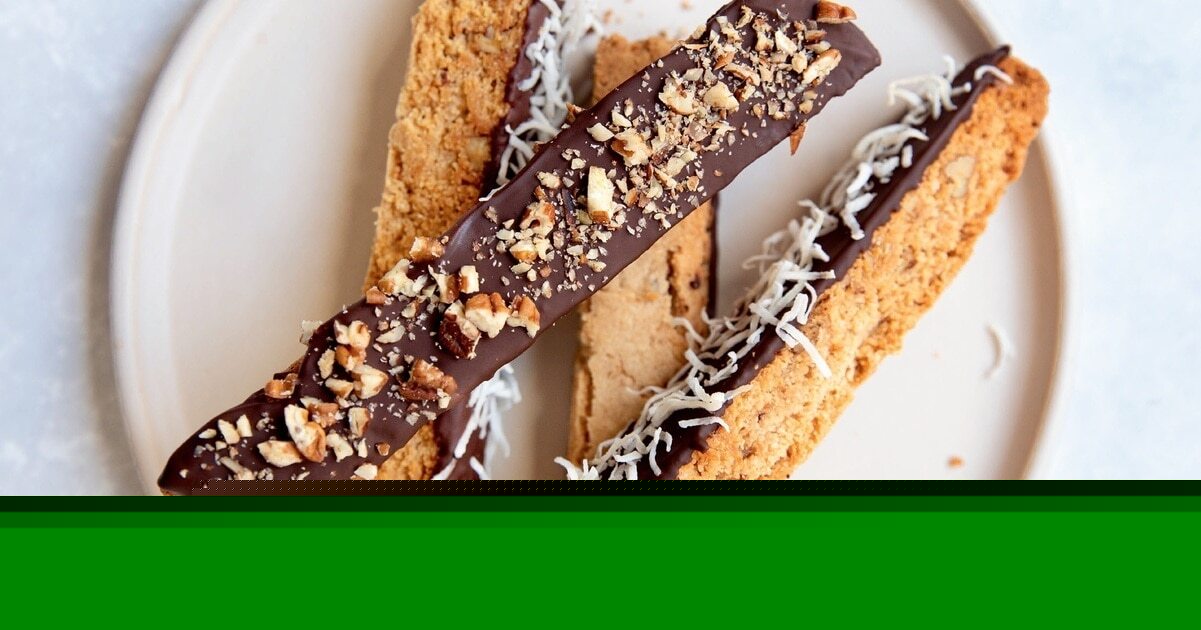 Chocolate-Dipped Coconut Pecan Biscotti