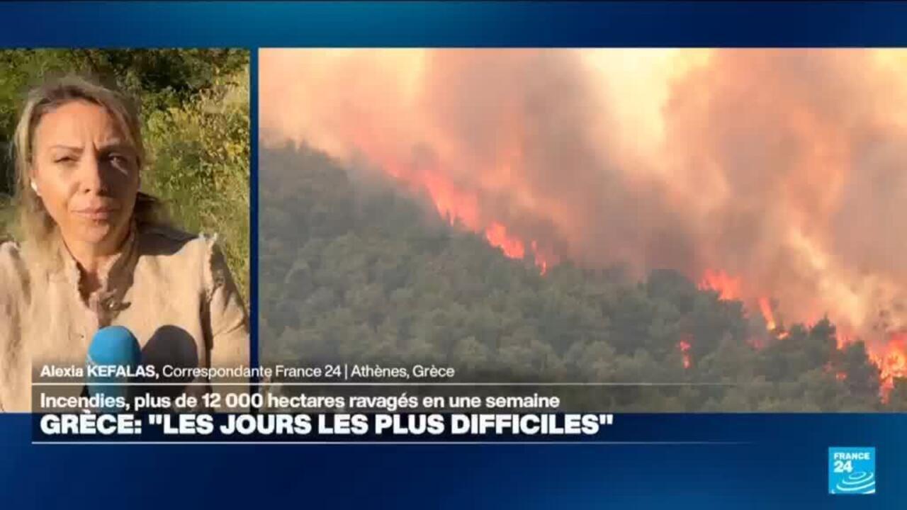 Incendies en Grèce : situation "extrêmement difficile", plus de 12 000 hectares ravagés