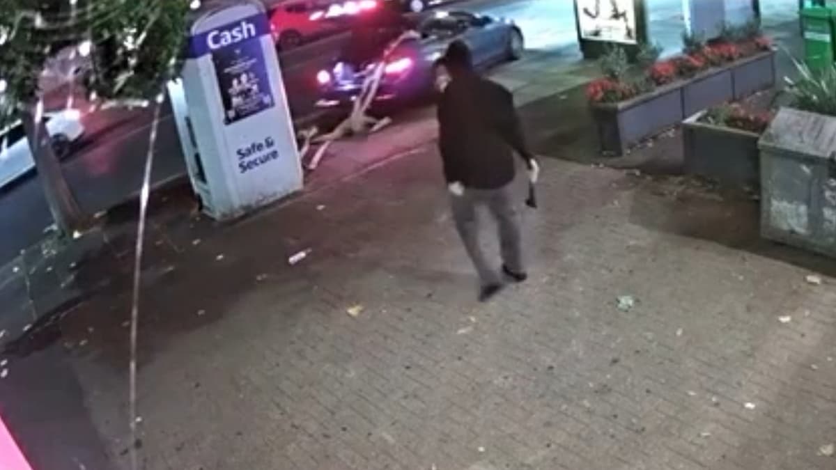 Watch: Moment brazen thieves rip ATM from London pavement and drag it down street