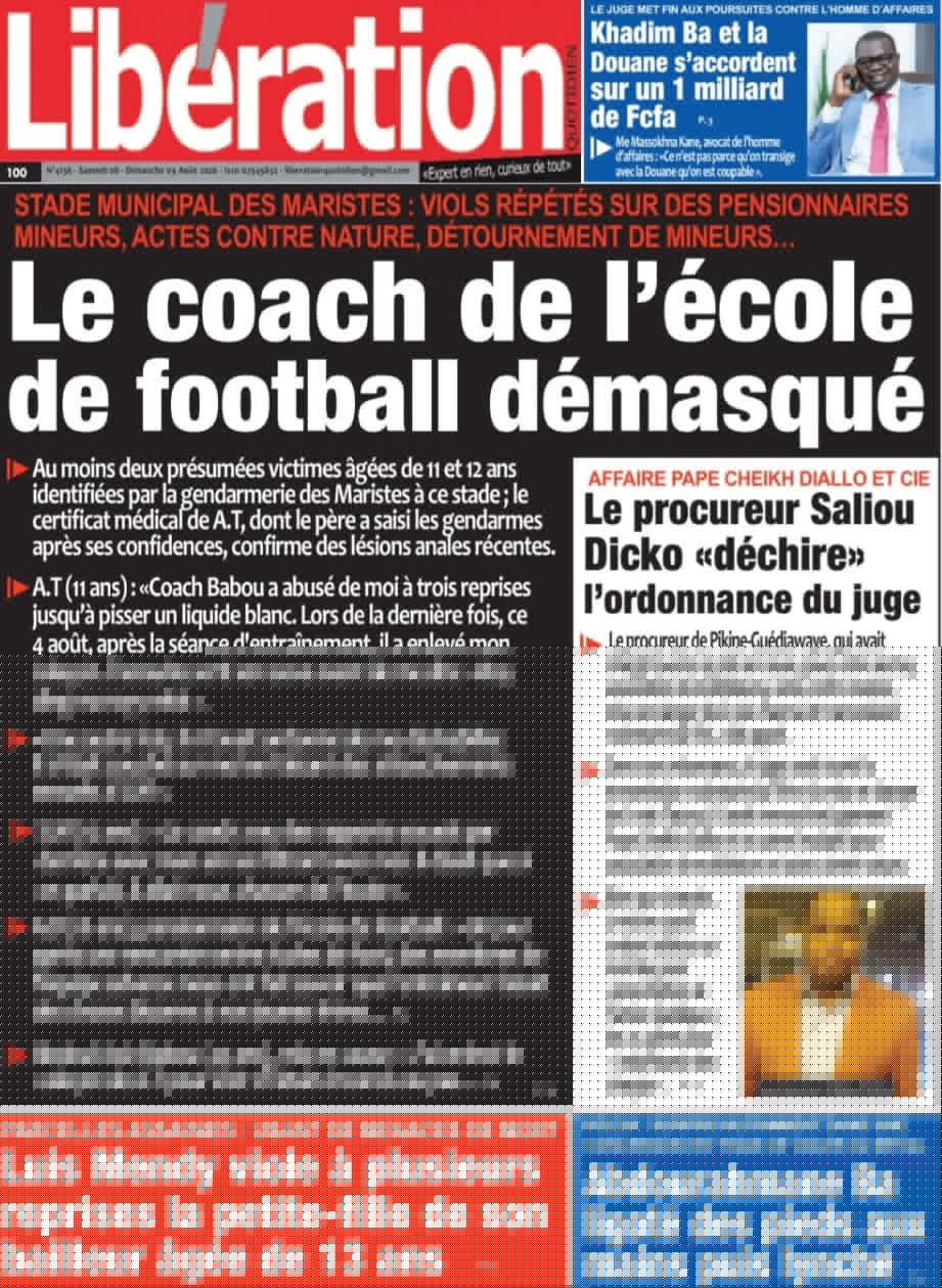 Découvrez les Unes des journaux sénégalais du samedi 08 août 2026