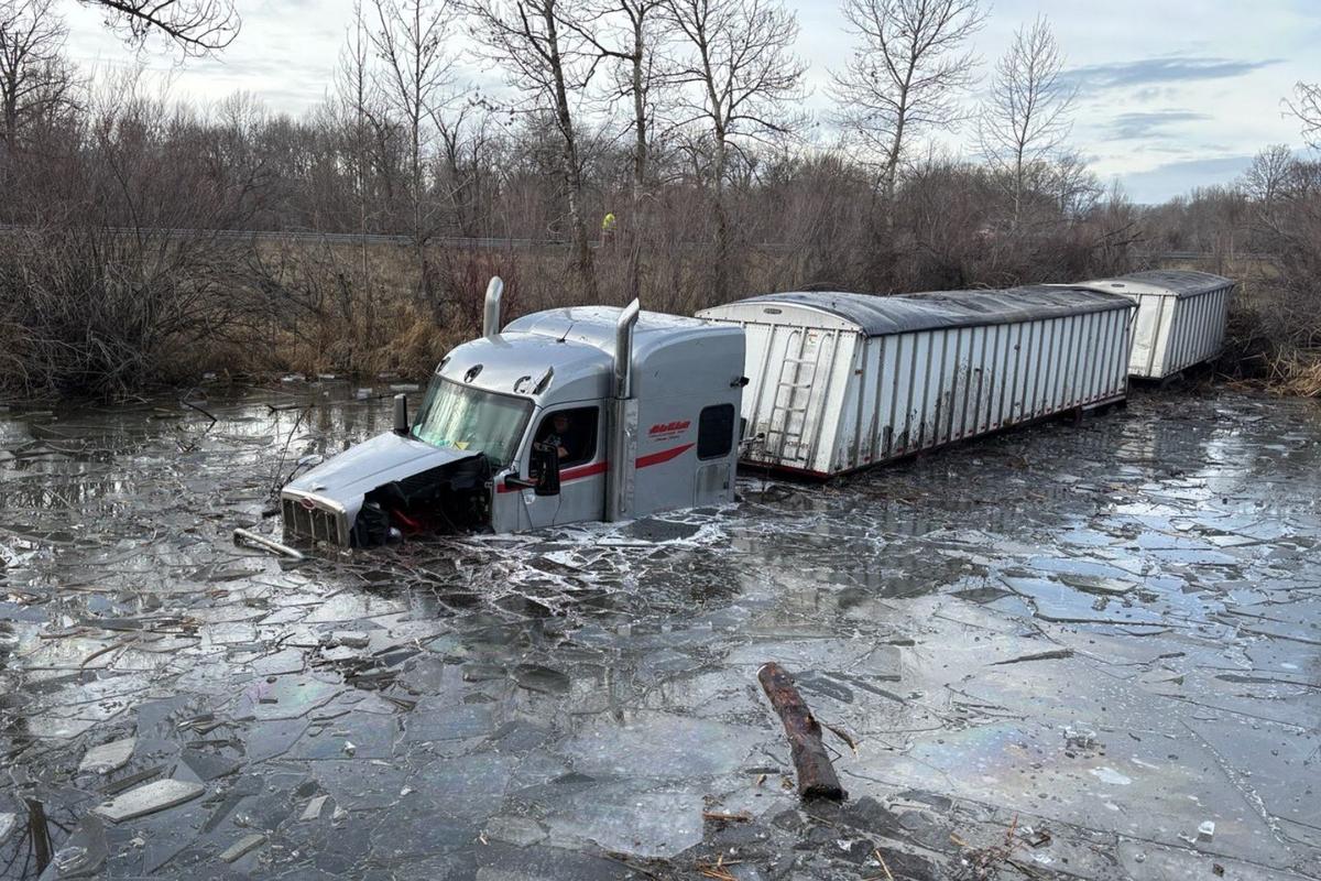 Distracted Driving Sends Semi Off I-90 Into Icy Water