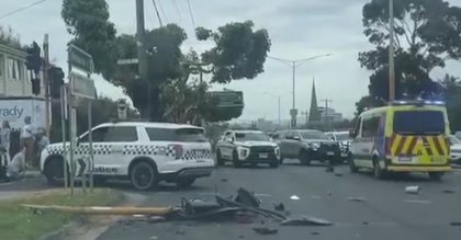 Man shot by police outside Victorian school after stolen car crashes into school bus